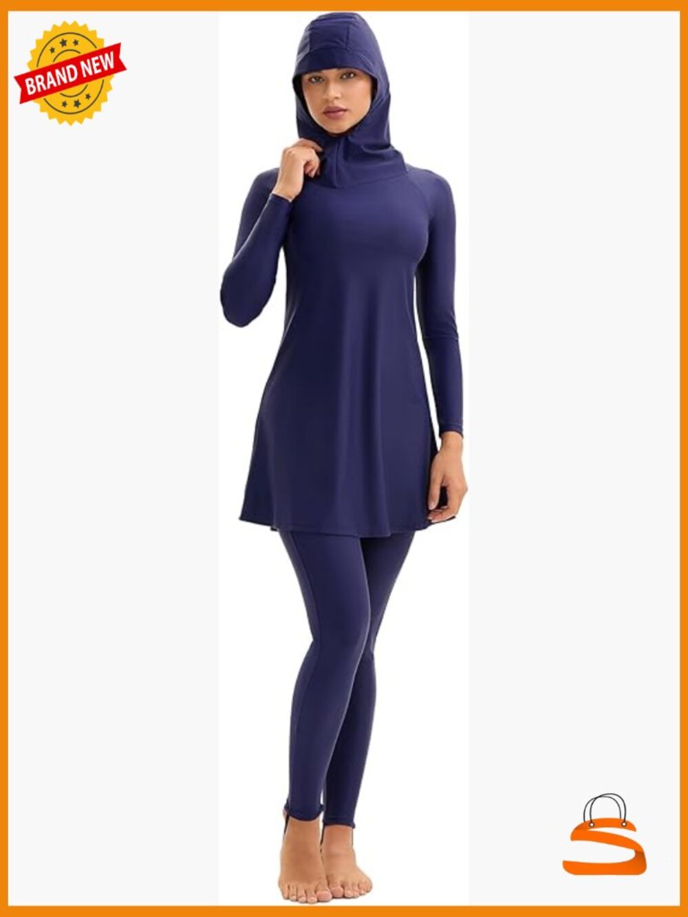 Long Sleeve Muslim Swimsuit Modest Full Coverage Rash Guard with Pants